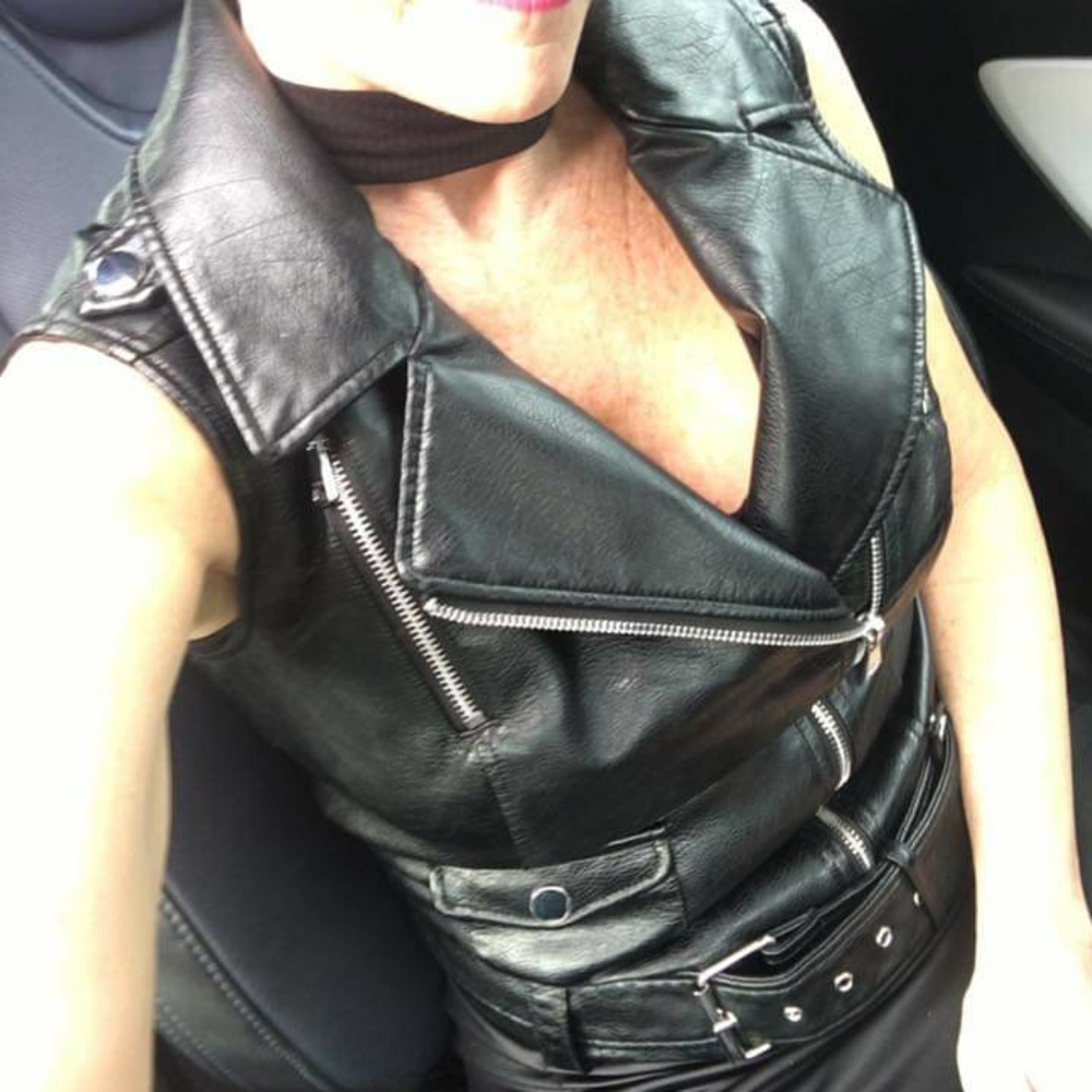 Bebe Black Leather Moto Vest